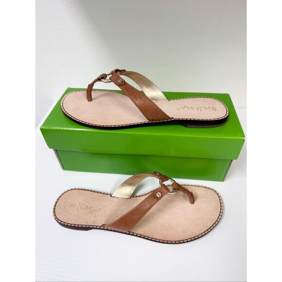 Lilly Pulitzer Phipps Thong Sandal Flip Flop Vachetta 9 - Picture 1 of 7